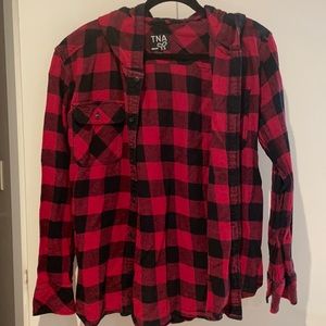 TNA Hildago plaid boyfriend fit flannel size L